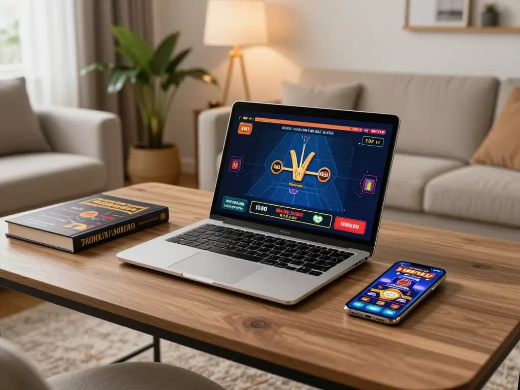 Player engaging with a nhà cái uy tín on a laptop for online gambling strategy
