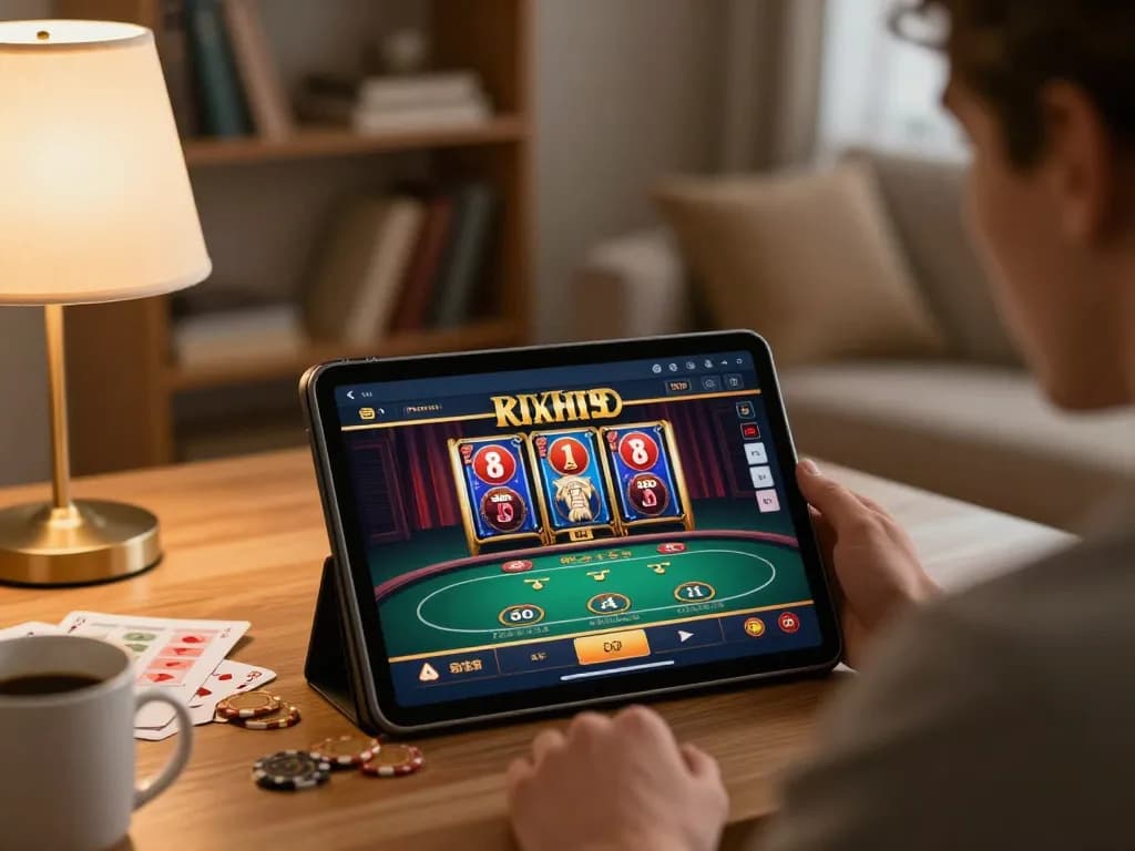 mm88 đăng nhập on a mobile device while enjoying a cozy gaming atmosphere at home.