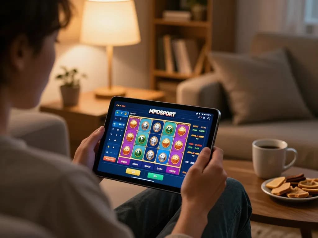 Engaging in online slot gaming using the MPOSPORT app for a smooth experience.