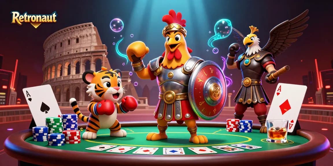 Retronaut showcases a thrilling poker scene with characters celebrating a winning hand.