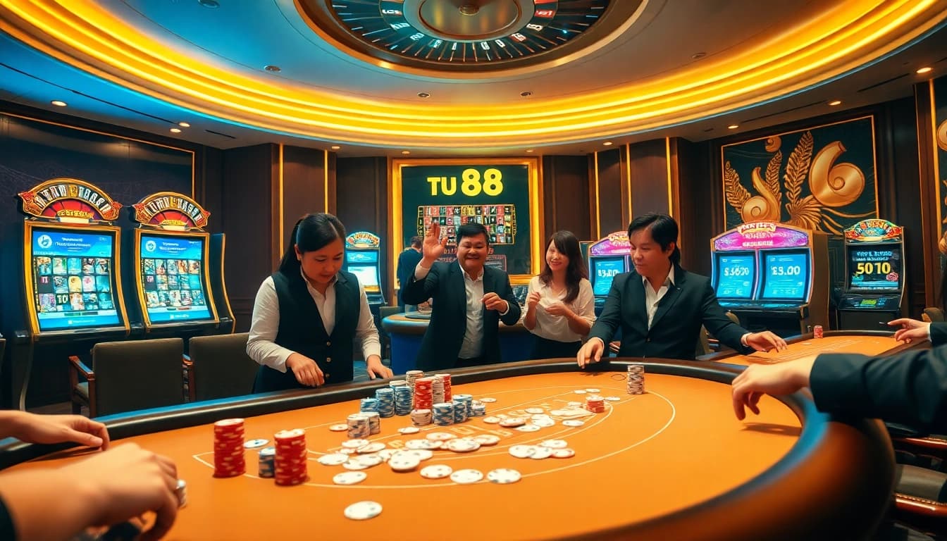 Experience the excitement of gambling at uu 88 with a luxurious casino table filled with vibrant poker chips.