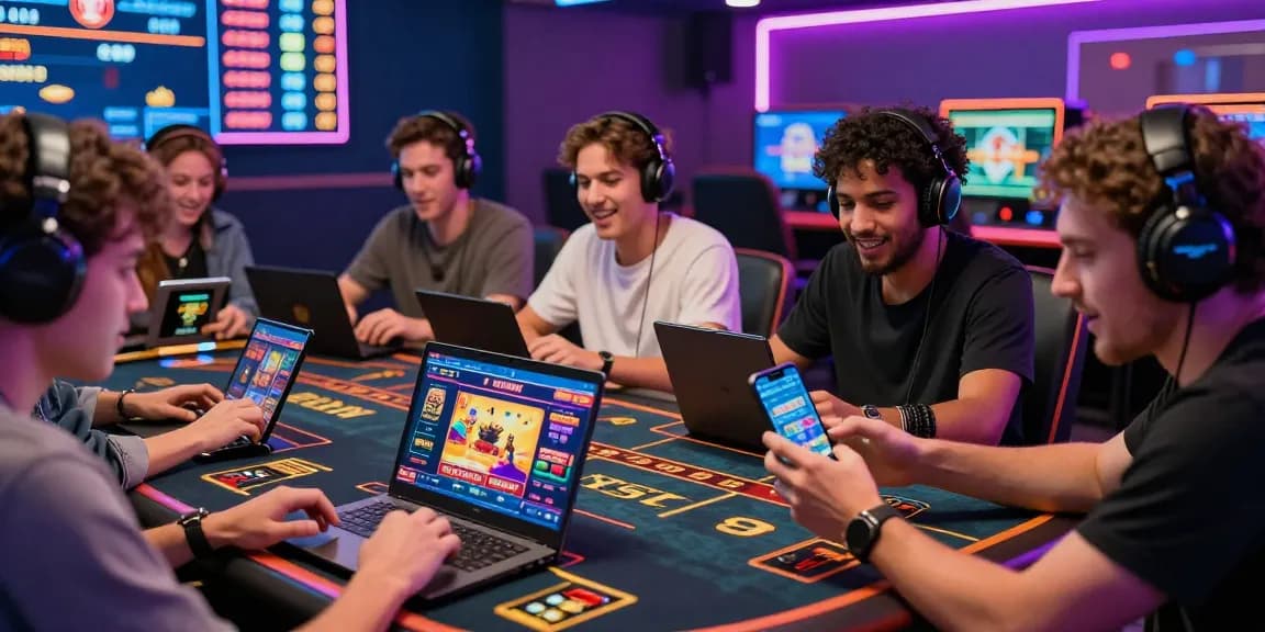 Pengguna terjun4d merayakan kemenangan saat bermain slot online di berbagai perangkat dalam suasana ceria