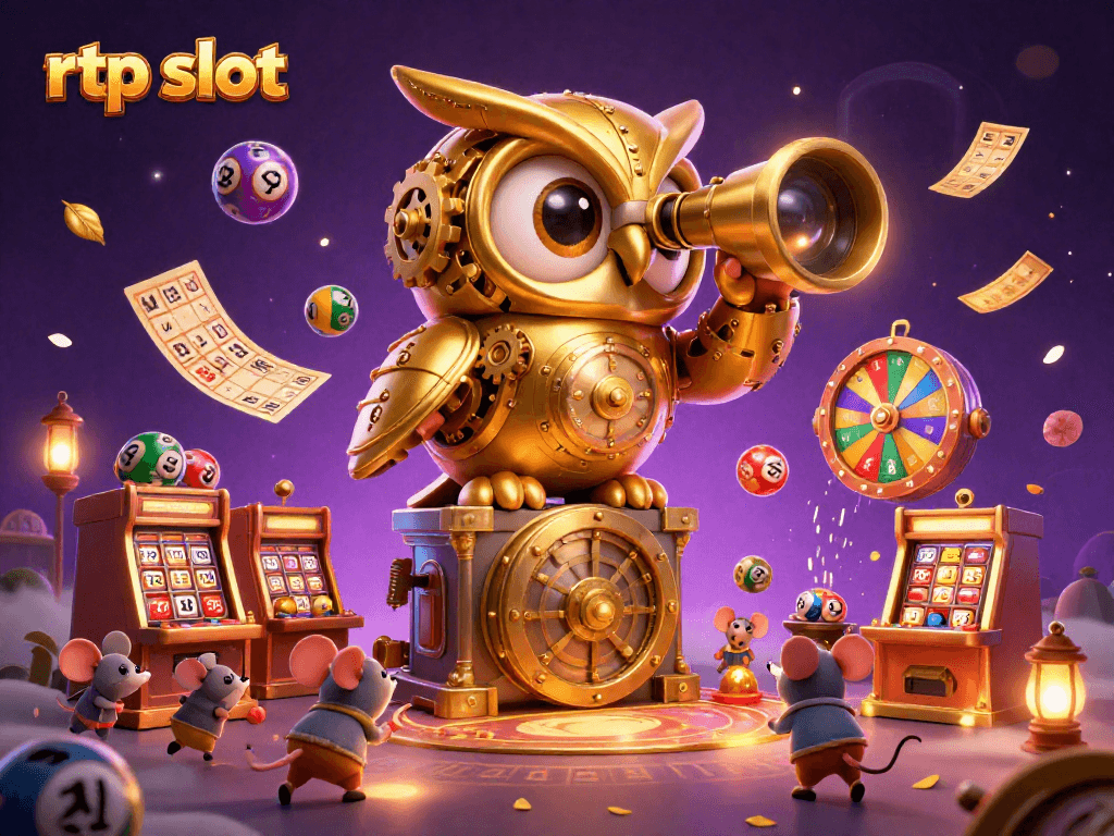 Experience the excitement of rtp slot games with a vibrant 3D illustration of a casino scene.