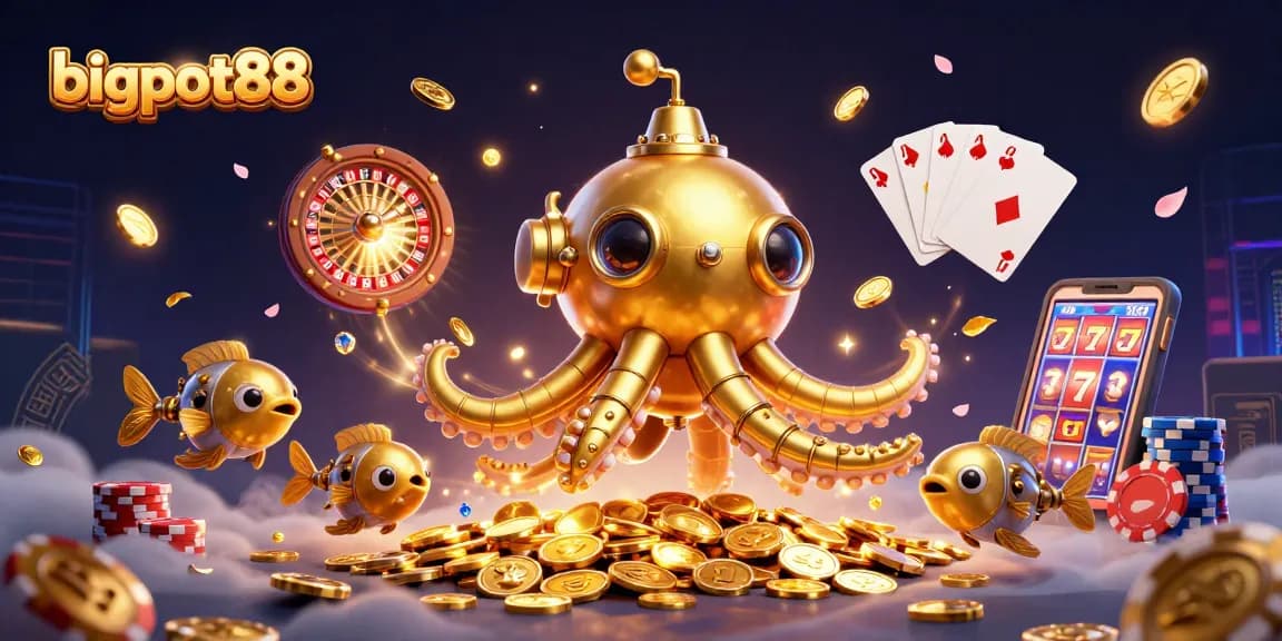 Spin the roulette and unleash treasures with bigpot88’s vibrant casino-themed illustration.