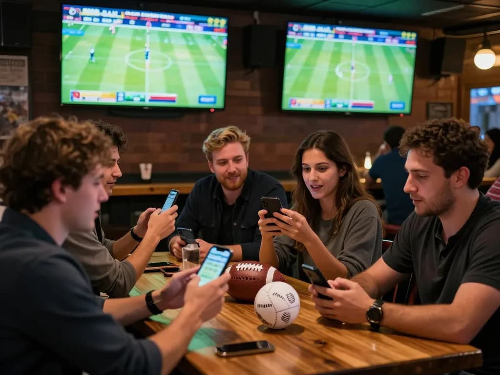 Engaged sports fans placing bets at red88 bar, enjoying the excitement of live events.