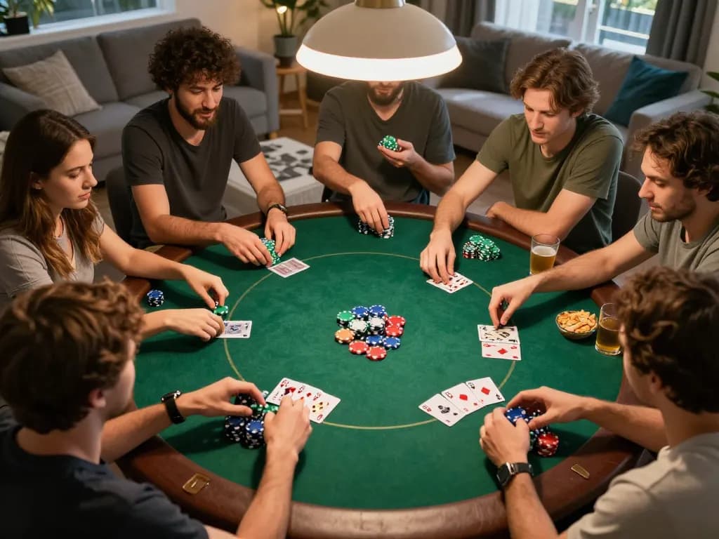 Exciting poker game with friends at home, showcasing immersive gaming with 99ok.