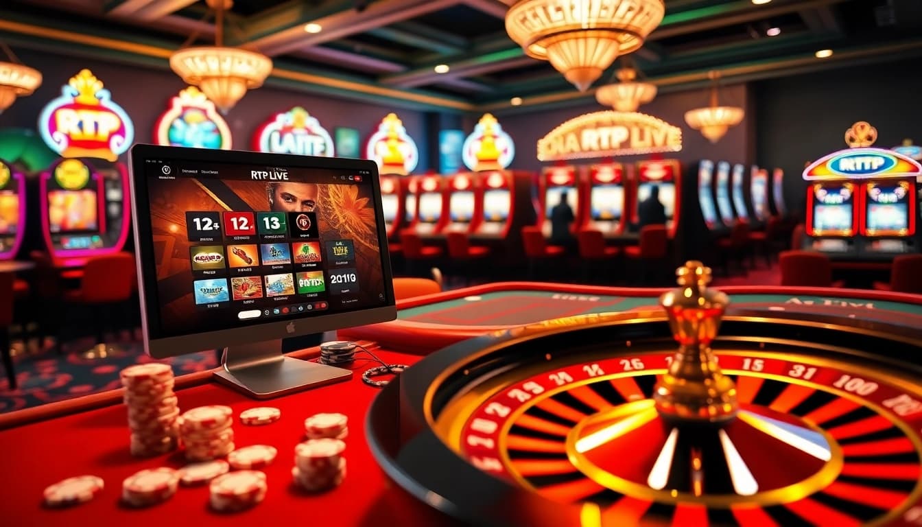 RTP Live interface showcasing exciting online gambling action with vibrant slot machines.
