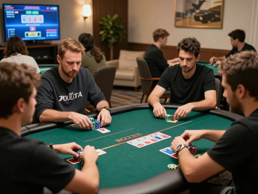 Engaged players participating in an online poker game at bem88l, showcasing strategic gameplay.