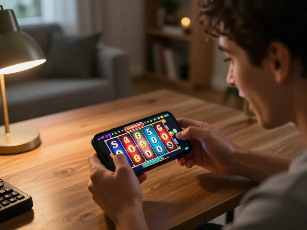 Akun Demo in action as a player engages with an online slot game on their smartphone, showcasing vibrant winning graphics and excitement.