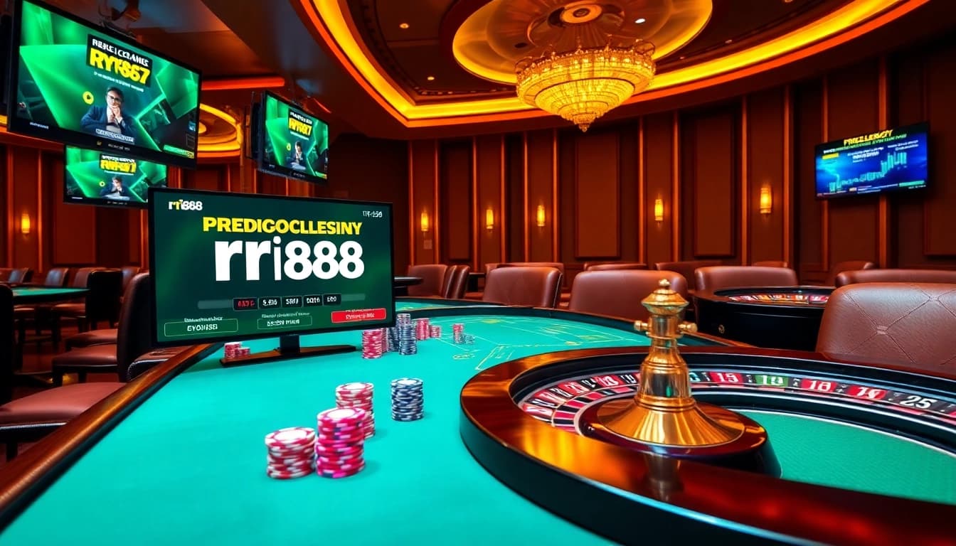 Engaging online gaming experience at rr88 with vibrant casino elements and luxury ambiance.