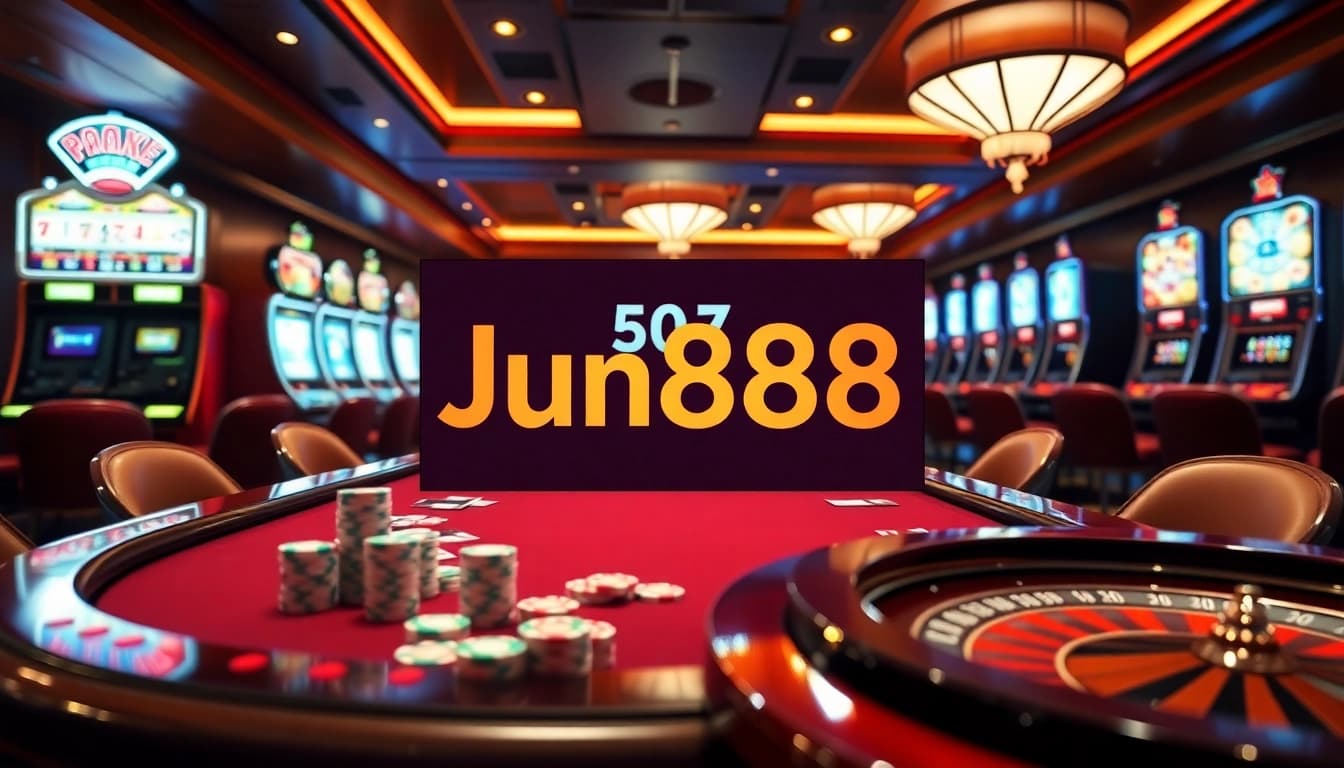 Experience the excitement of gambling with Jun888 at a vibrant casino table.