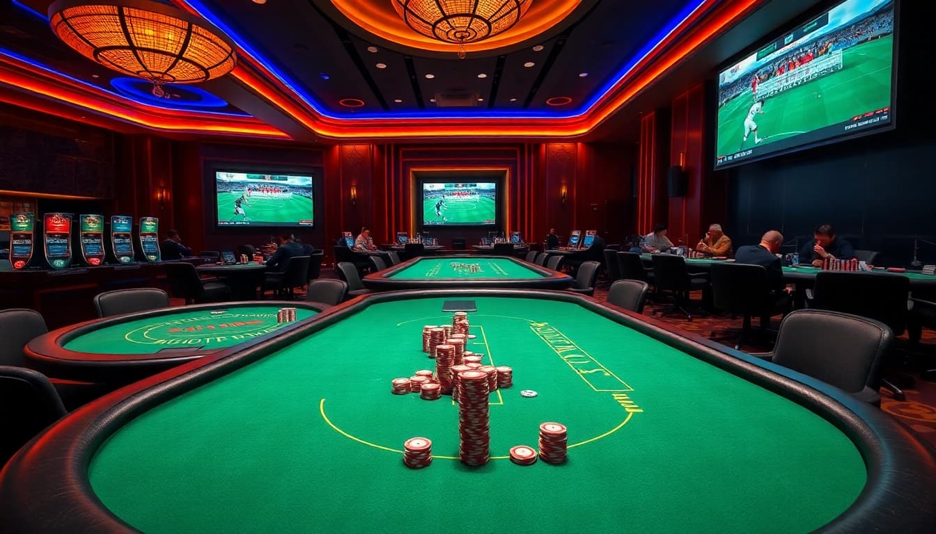 Experience thrilling Judi Bola betting amidst luxurious casino tables.
