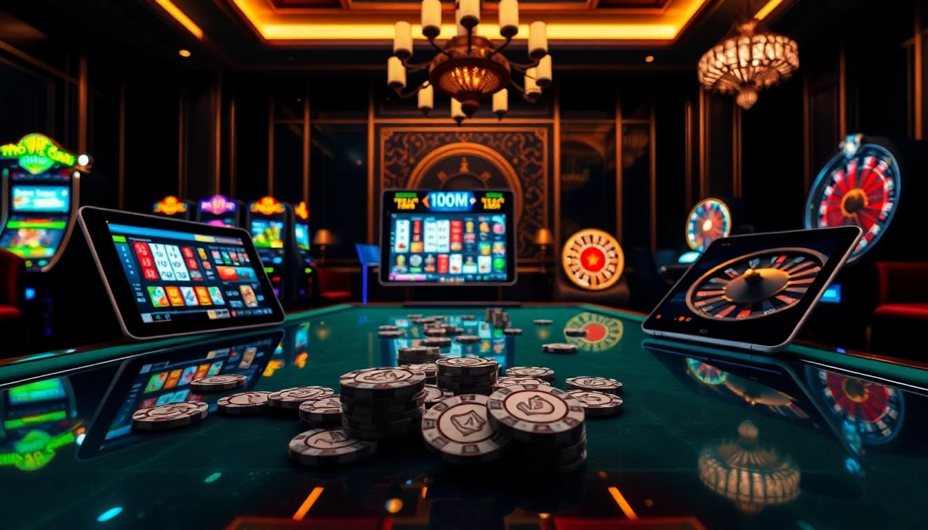 Engaged player placing bets in lô đề trực tuyến with detailed digital betting slips and casino chips