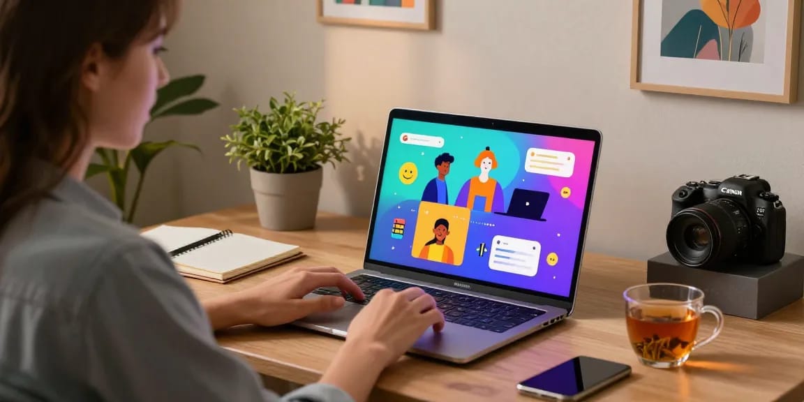 Engaging user experience with Crush on AI in a lively home office setting.