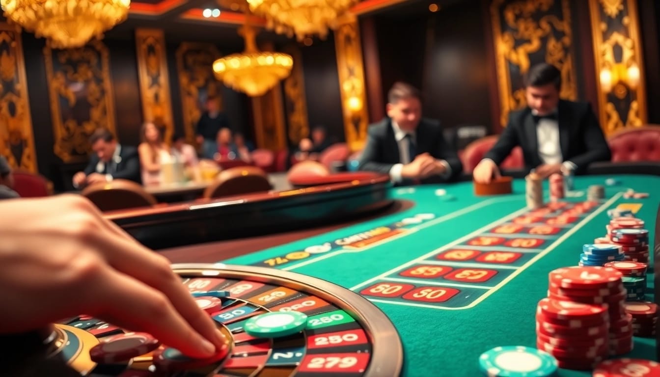 C168 players engaging in a high-stakes poker game at a luxurious casino table.