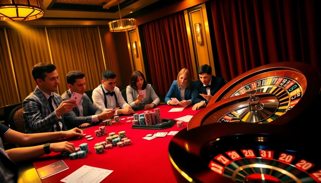 Experience the excitement of Rik vip with luxury poker tables and vibrant casino elements.