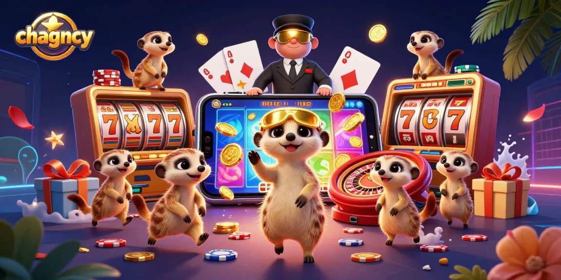 Experience thrilling gameplay with chagency's vibrant meerkat casino scene showcasing slots and jackpots.