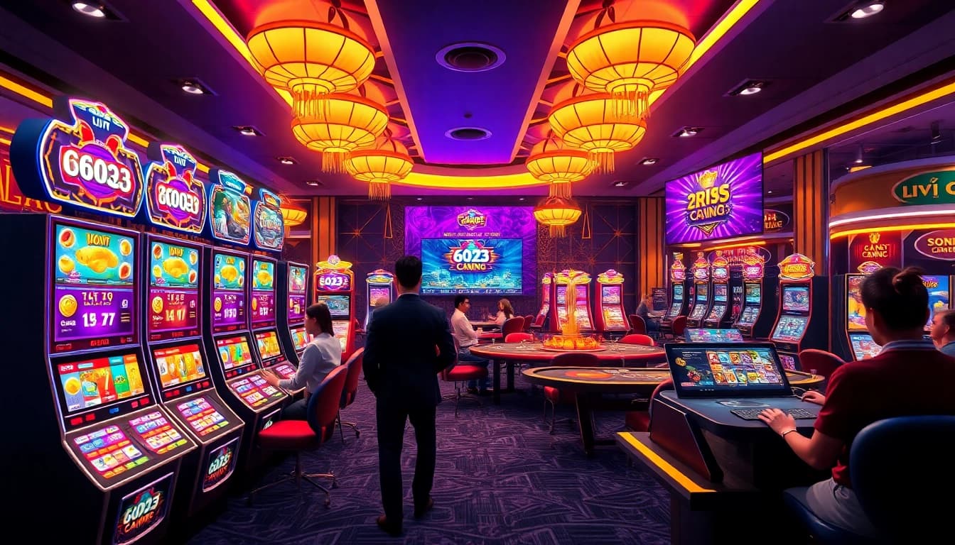 Interactive casino gaming interface showcasing 6623's vibrant games and promotions.