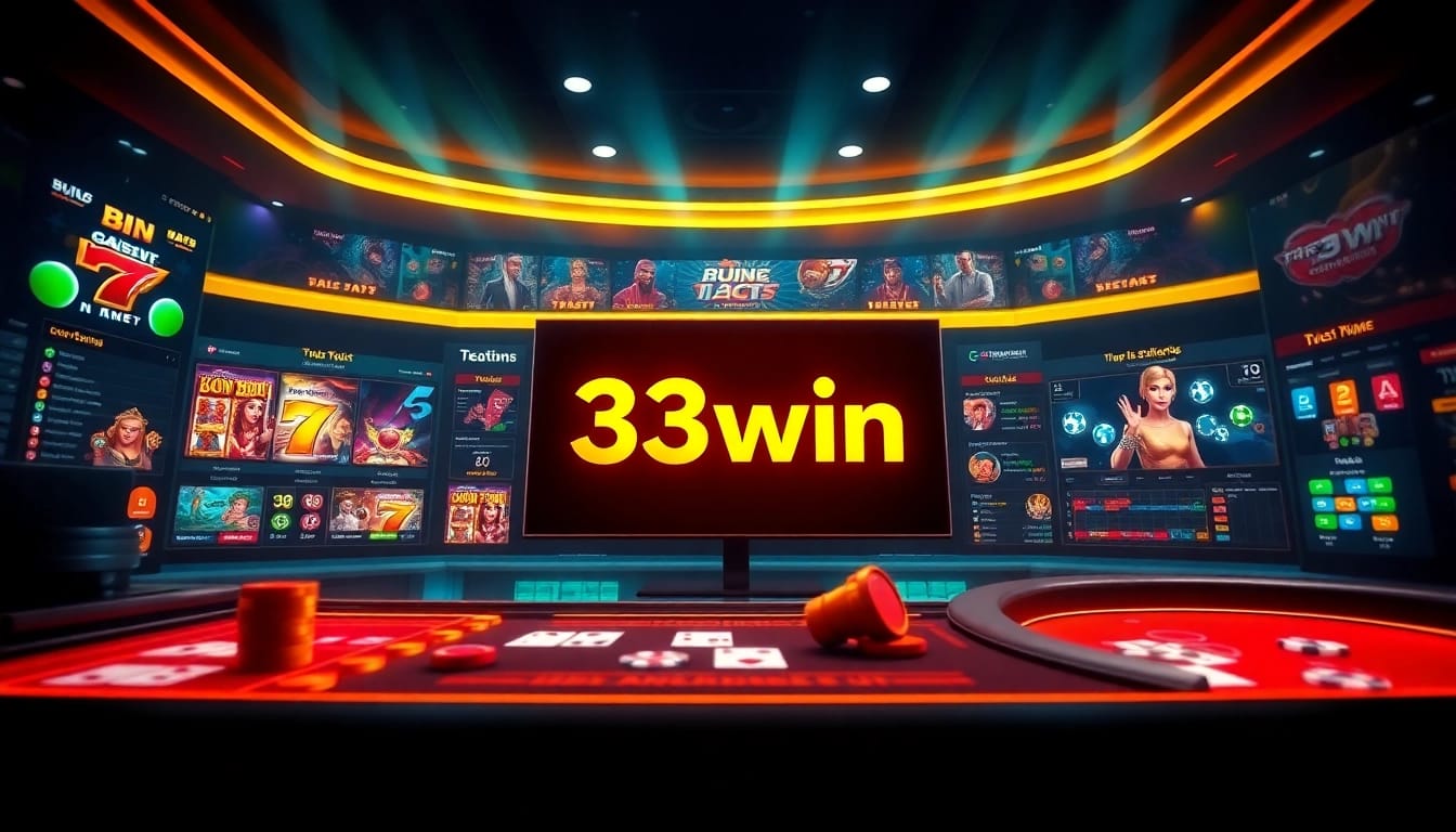 33win online casino interface showcasing vibrant games and betting excitement.