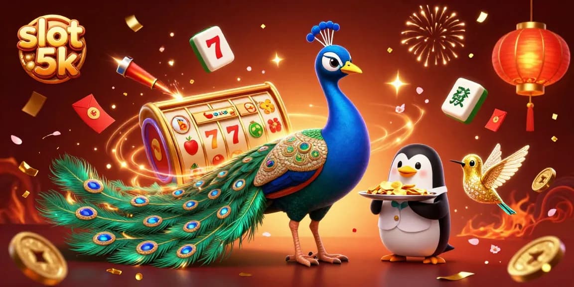 Spin the reels and win with slot 5k in a vibrant, celebratory casino illustration.