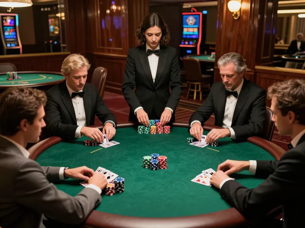 Experience the thrill of poker at https://x88.design/ with players deeply engaged in a high-stakes game.