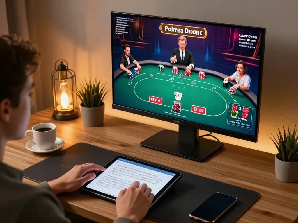 Situs gacor nekatwin showcased through a player strategizing online poker with engaging interface on mobile