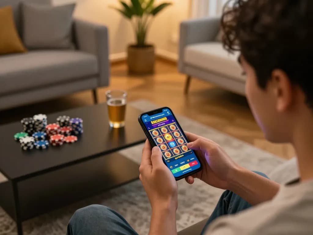 Bangsawan88 online casino gamer actively strategizing during a home gaming session.