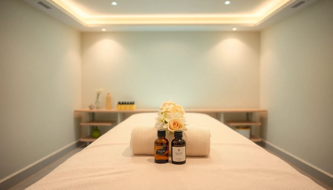 Relaxing scene of a 수원출장마사지 service featuring a tranquil massage setup.