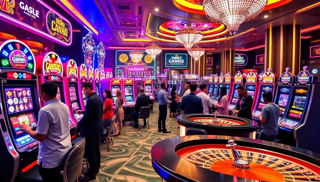 Engaged players enjoying slot gacor machines in a vibrant casino environment.