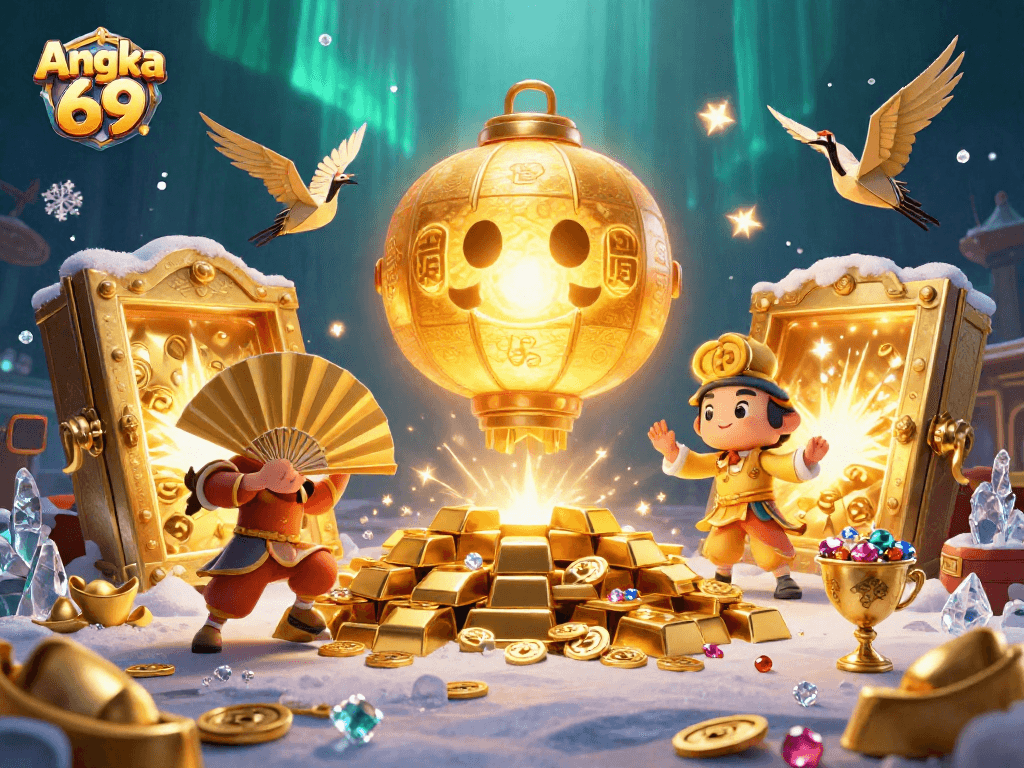 Experience Angka 69's dynamic gaming atmosphere with vibrant symbols and rich details in this casino-themed illustration.