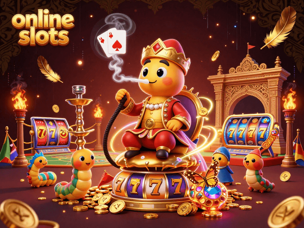 Engage with exciting online slots featuring vibrant designs and jackpot wins as animated characters surround dynamic slot elements.
