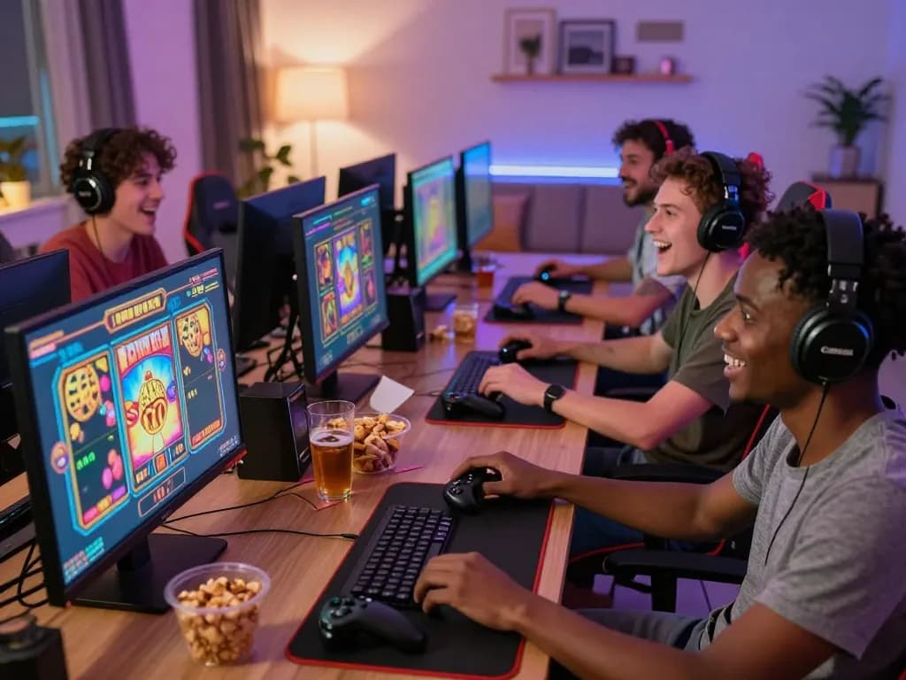 Pemain menikmati permainan slot situs gacor di lingkungan permainan yang cerah