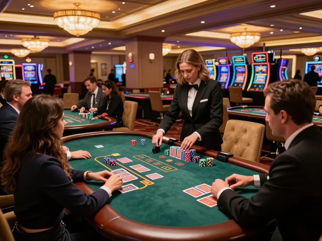 Players engaging at a blackjack table in a luxury casino featuring SC88 gaming atmosphere