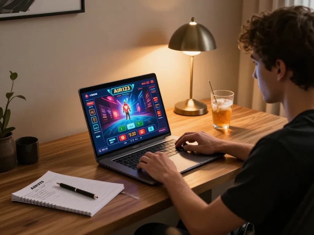 Pemain kasino AIR123 menikmati pengalaman bermain game online yang imersif di rumah