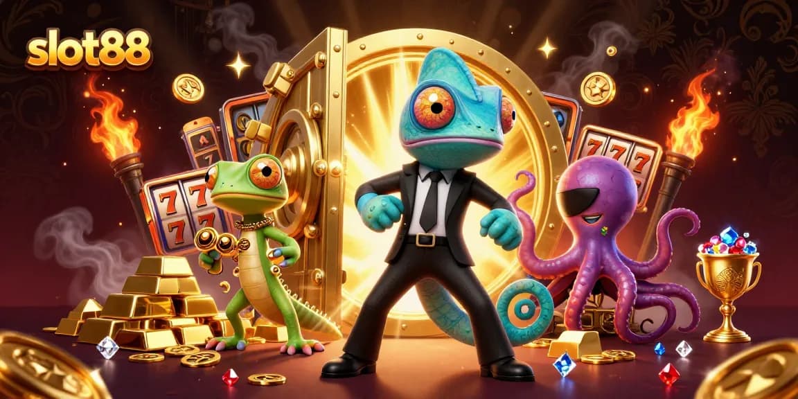 Mainkan slot88 dengan karakter kartun di kasino mewah penuh harta karun dan keberuntungan.