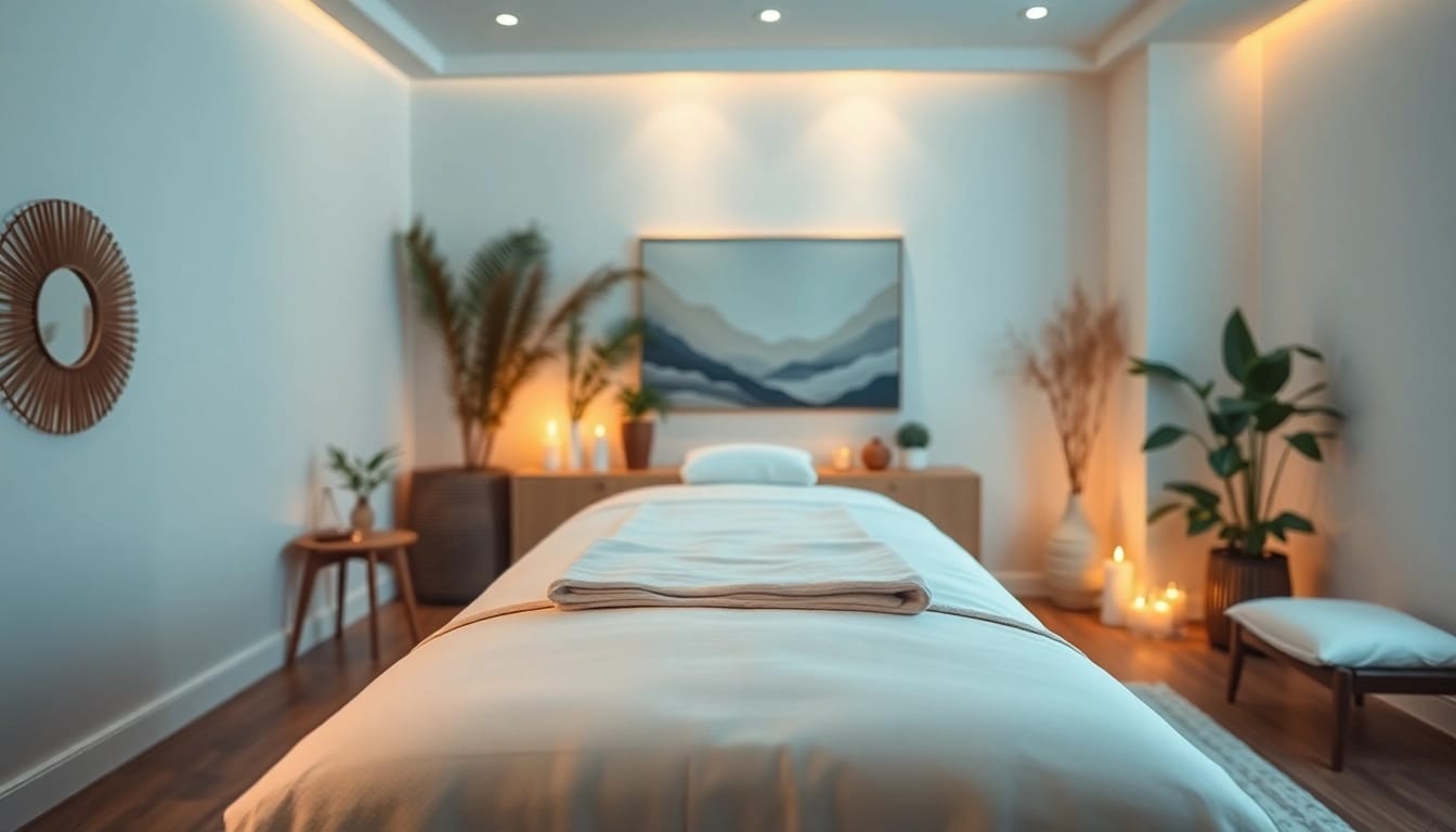 Relaxing home massage setup for 수원출장마사지 service, featuring calming decor and inviting ambiance.