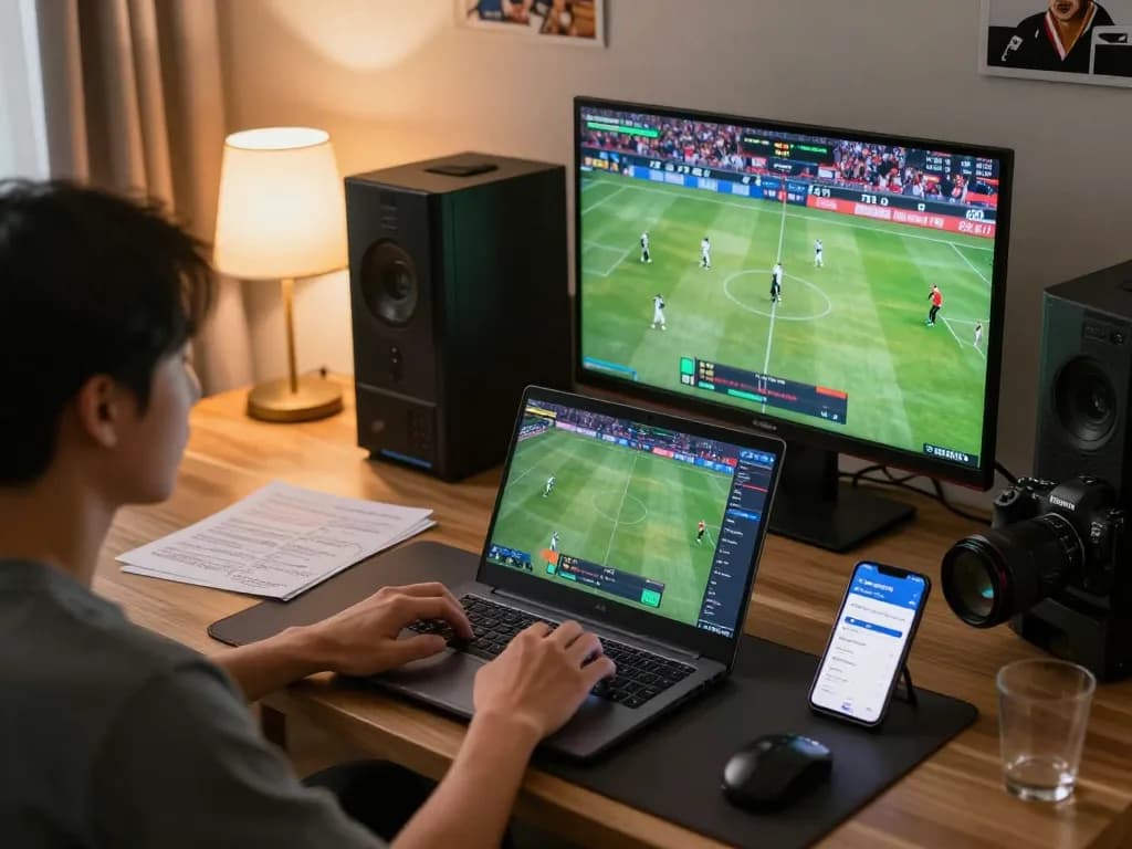 Engaging with 7meter Link Alternatif in a modern home sports betting setup.