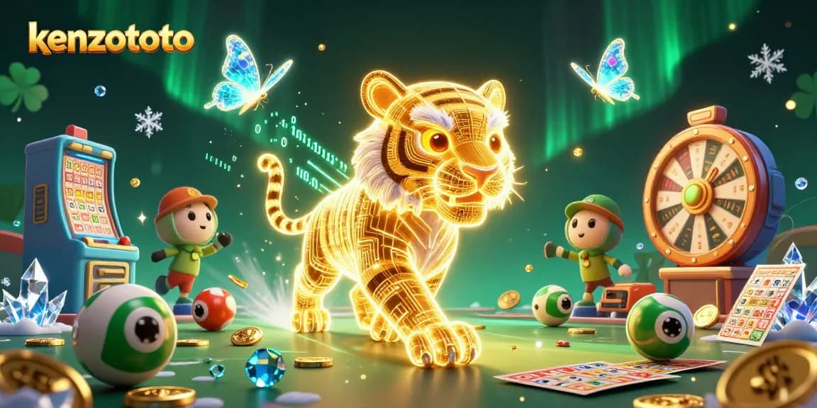 Betting big on kenzototo as a golden tiger prowls through a vibrant digital casino landscape.