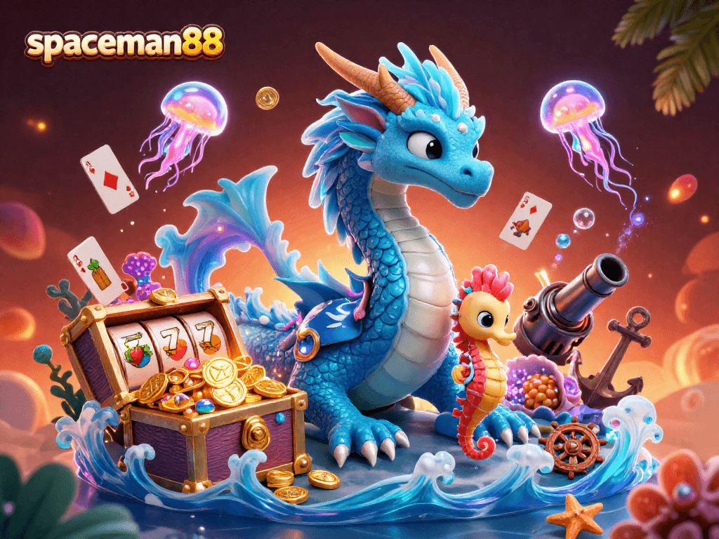 Experience the excitement of spaceman88 slots with vibrant dragons and treasures.