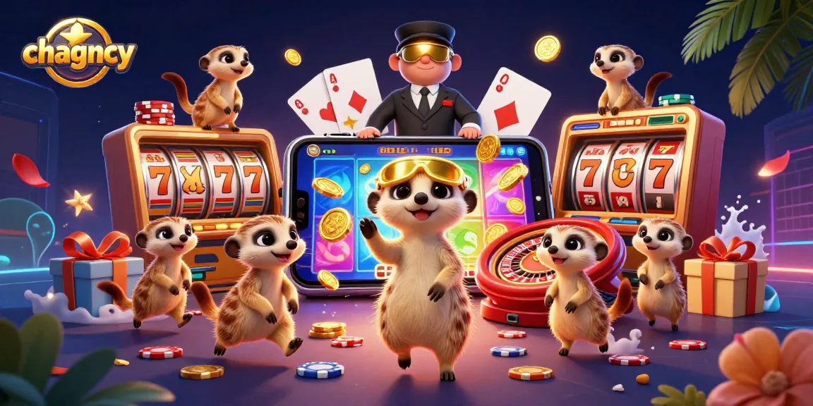Experience thrilling gameplay with chagency's vibrant meerkat casino scene showcasing slots and jackpots.