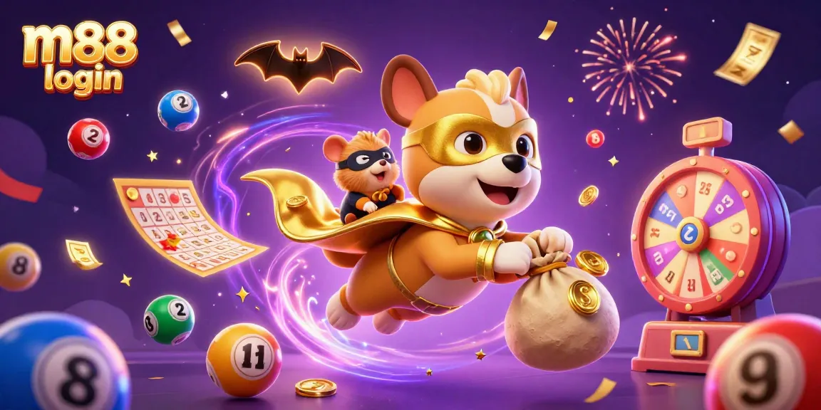 Rasakan sensasi m88 login dengan ilustrasi 3D yang penuh warna menampilkan elemen permainan yang dinamis.
