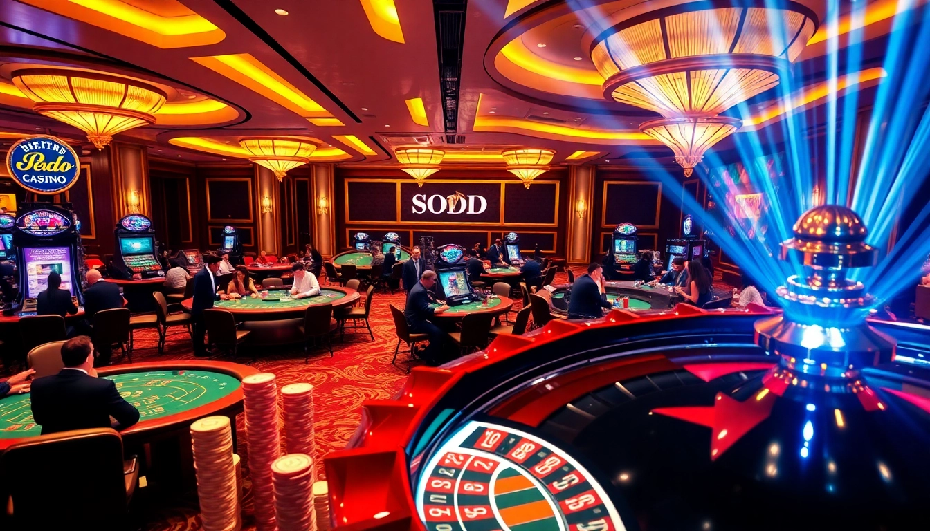 Experience thrilling gaming action at SODO CASINO with vibrant tables and colorful chips.