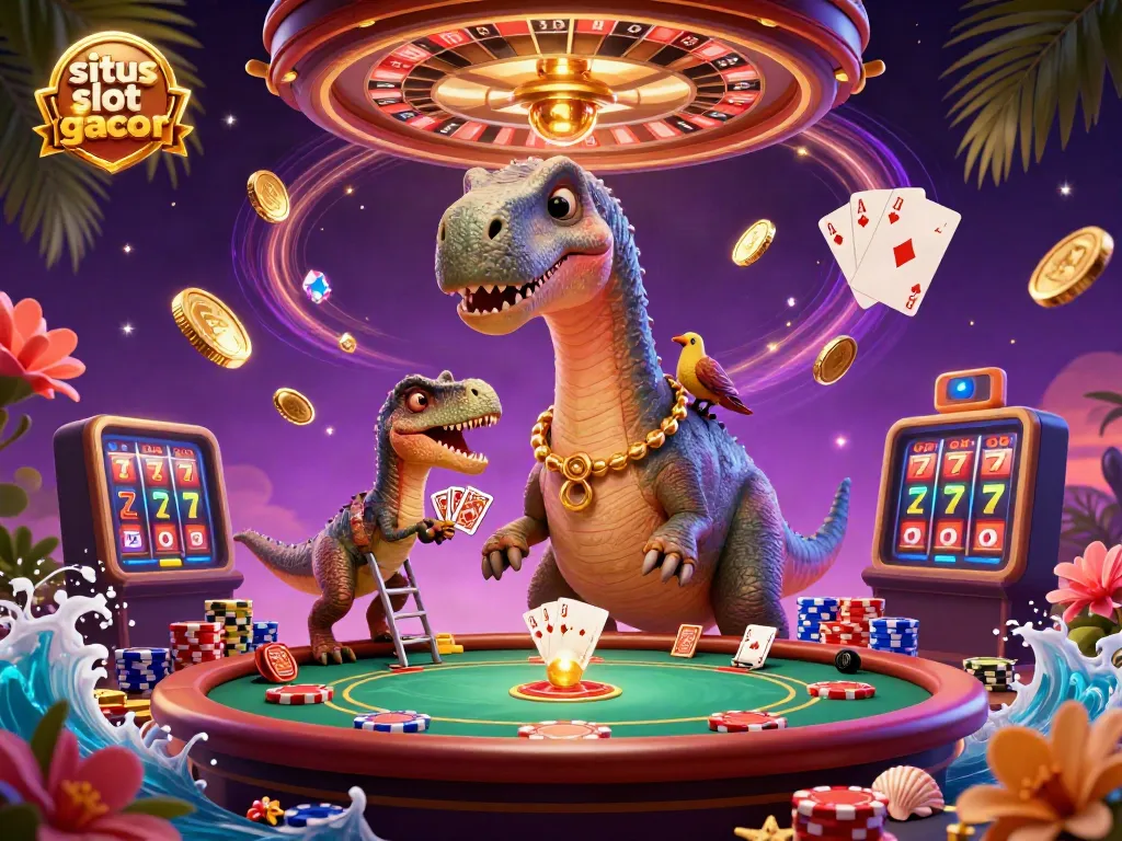 Gambaran slot gacor yang menarik dengan karakter kartun berkualitas tinggi di kasino.
