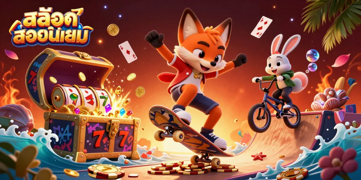 Experience the thrills of สล็อตยอดนิยม with vibrant 3D cartoon characters promoting exciting casino games.