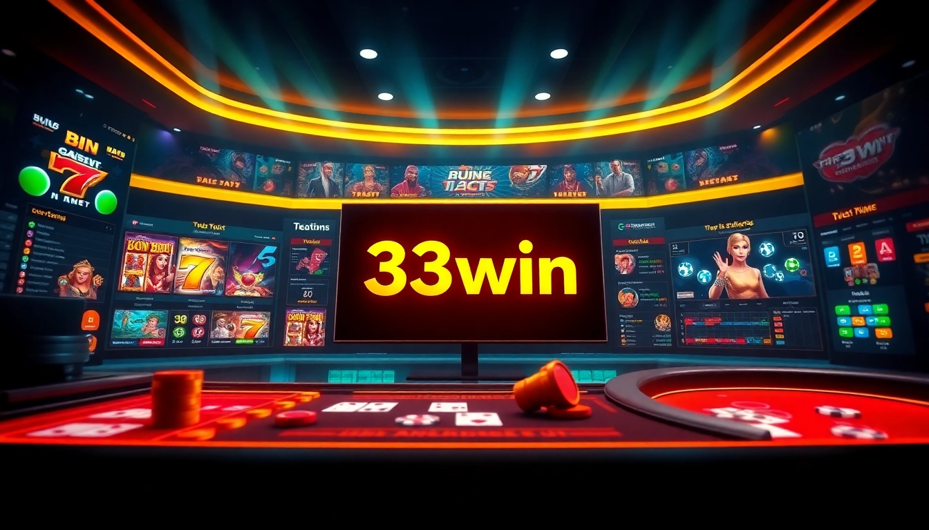 33win online casino interface showcasing vibrant games and betting excitement.