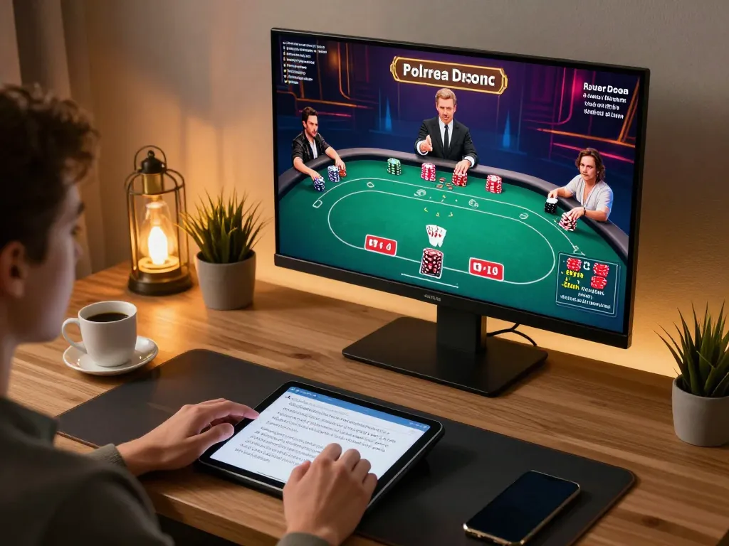 Situs gacor nekatwin showcased through a player strategizing online poker with engaging interface on mobile
