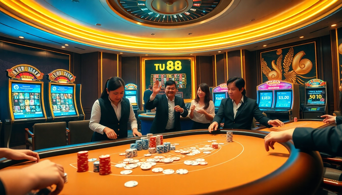 Experience the excitement of gambling at uu 88 with a luxurious casino table filled with vibrant poker chips.