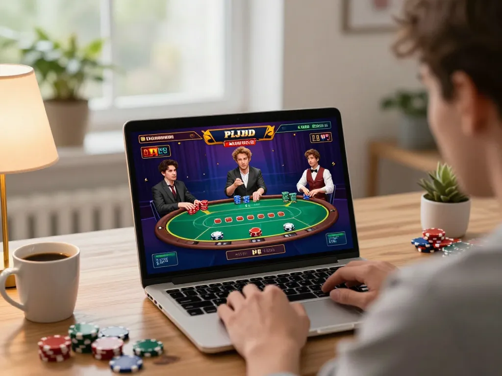 Engaged player exploring online casino games at https://tairikvip.co, showcasing exciting poker gameplay.