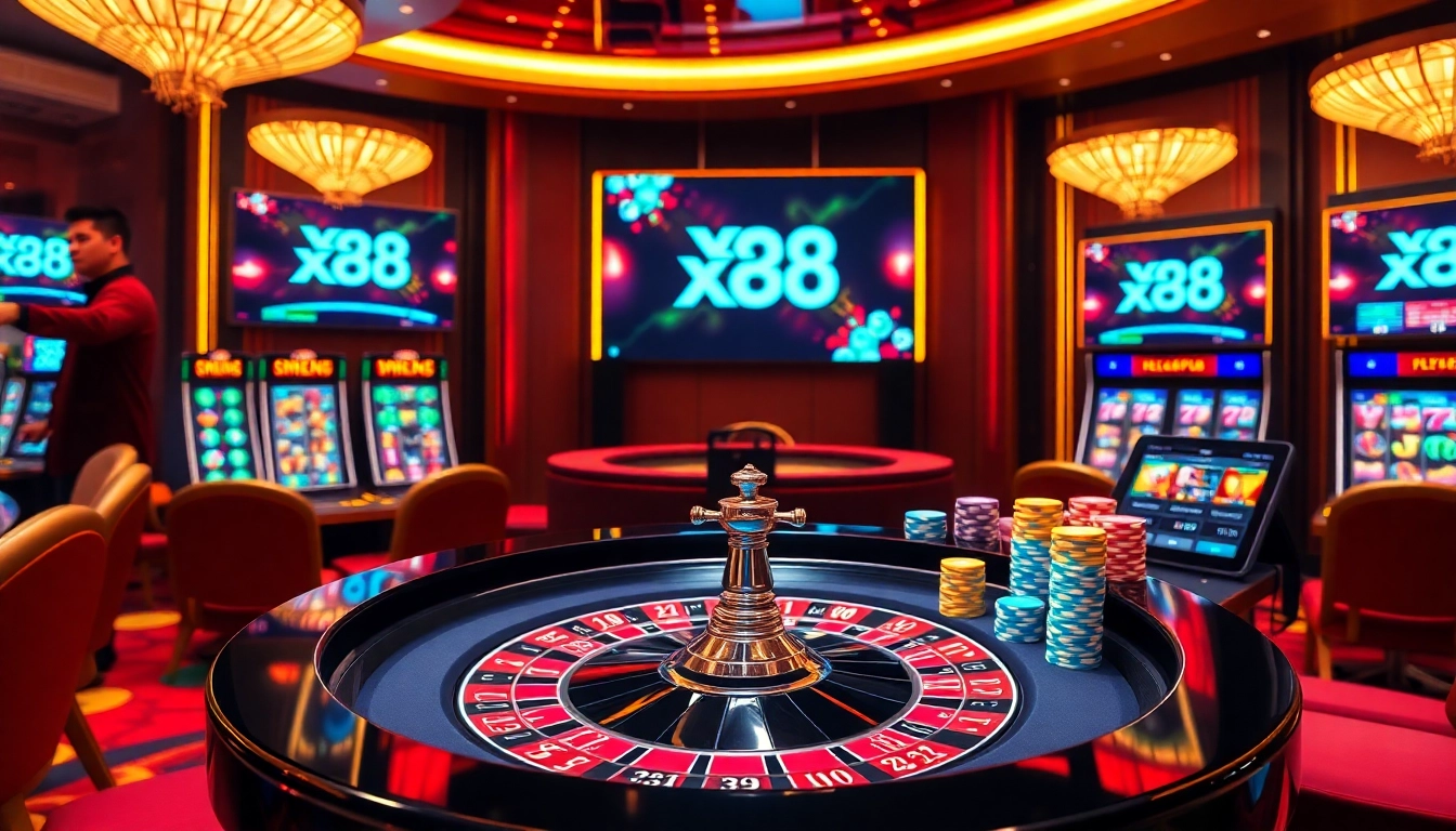 Experience the thrill of gambling at xx 88's luxurious casino with vibrant tables and inviting atmosphere.