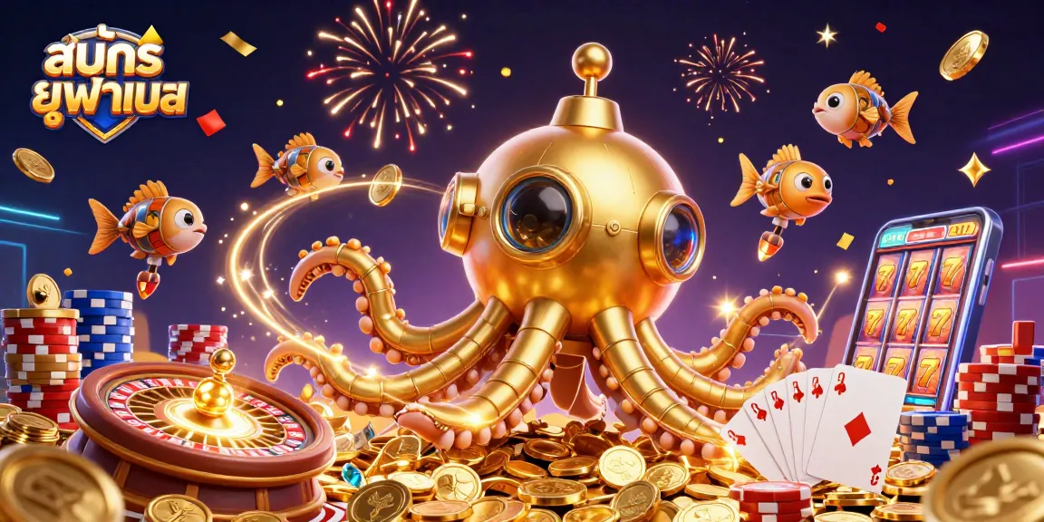 Experience สมัครยูฟ่าเบท with stunning underwater casino themes showcasing a golden kraken and rich gaming elements.
